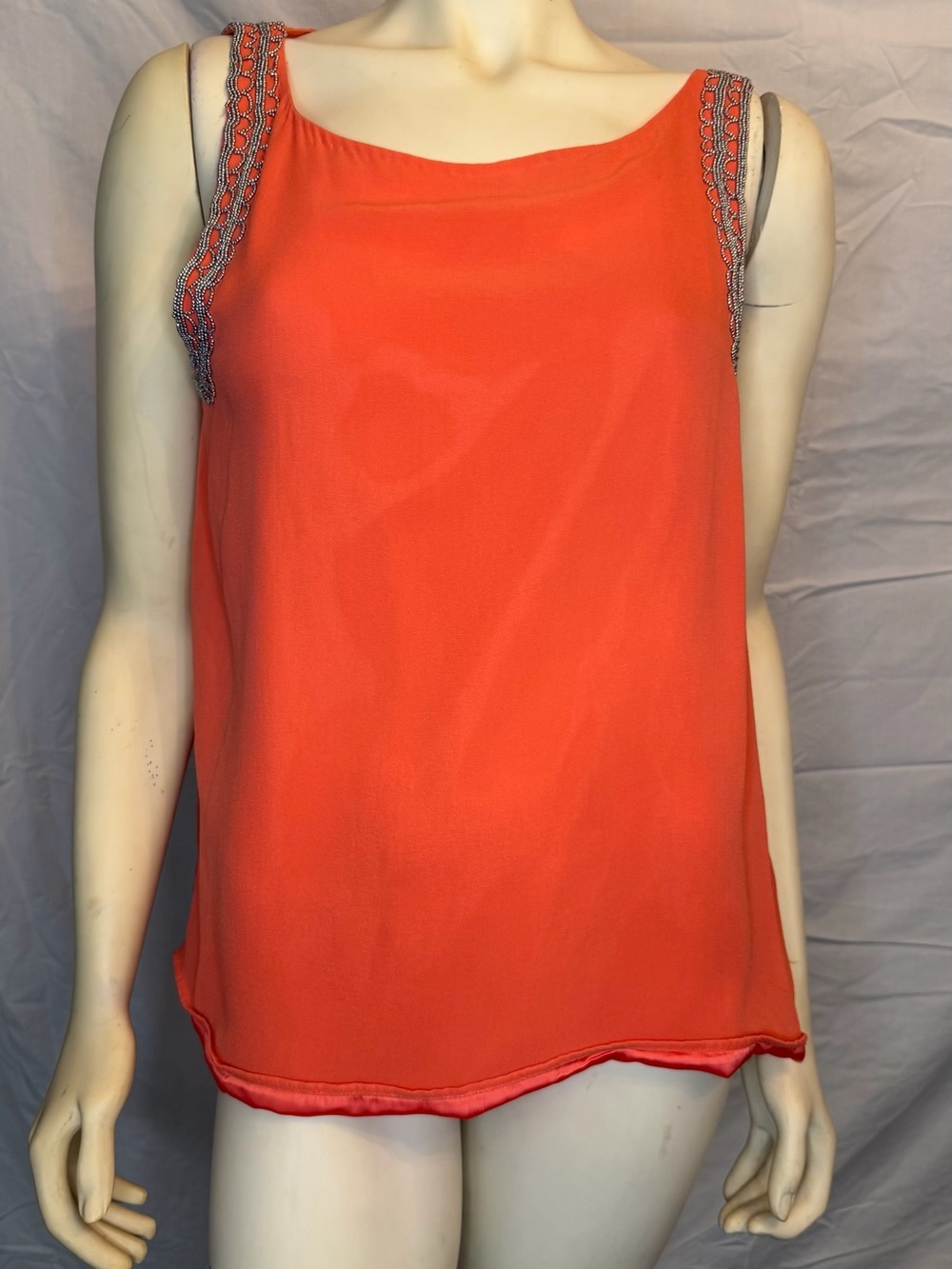 Rebecca Minkoff Coral Orange Embellished Strap Camisole